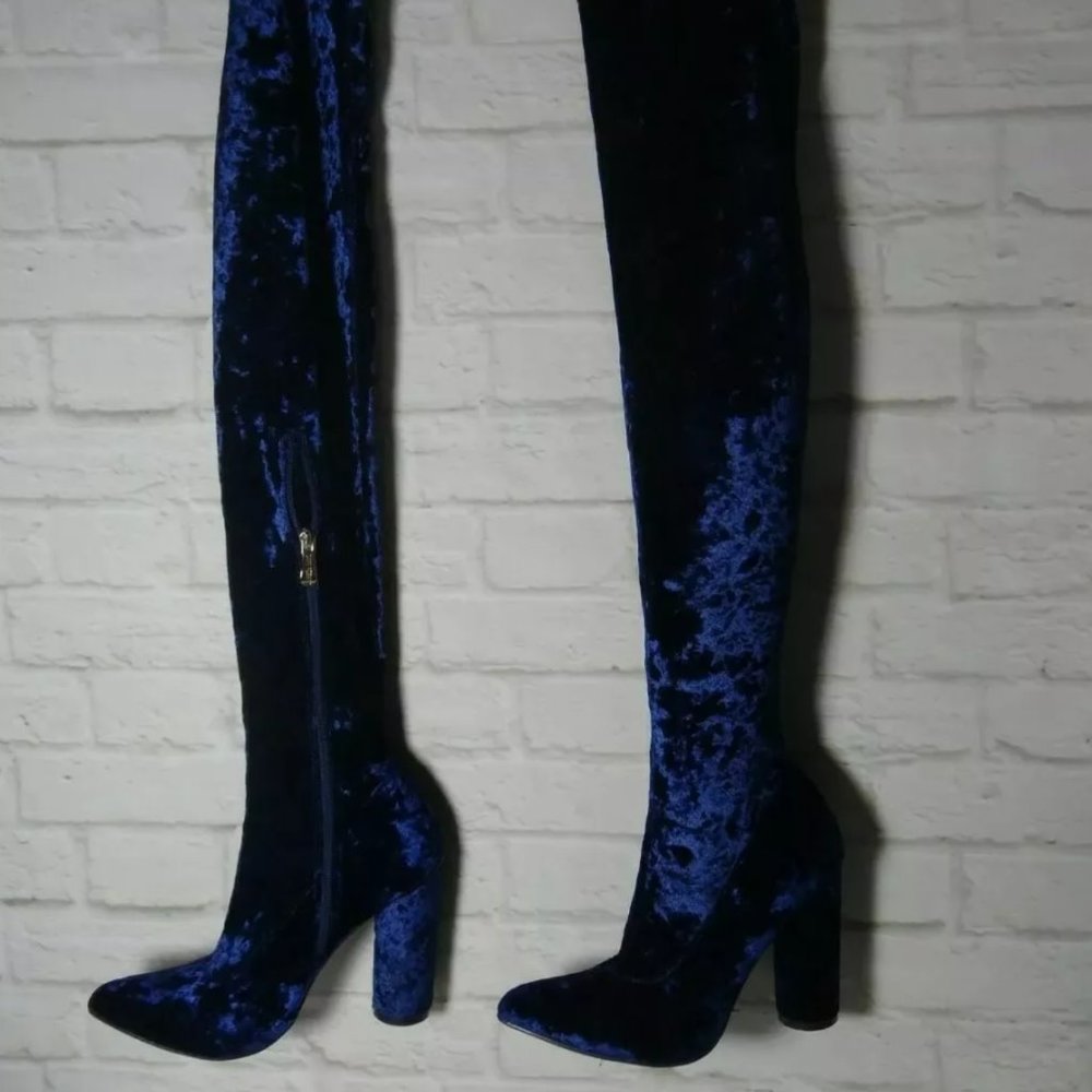 Cape Robbin Over The Knee Boot Crushed Velvet